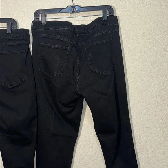 Old Navy Black Jeans Bundle 2 Pairs Women’s 14 Long Mid Rise Rockstar & Straight - Picture 9 of 9